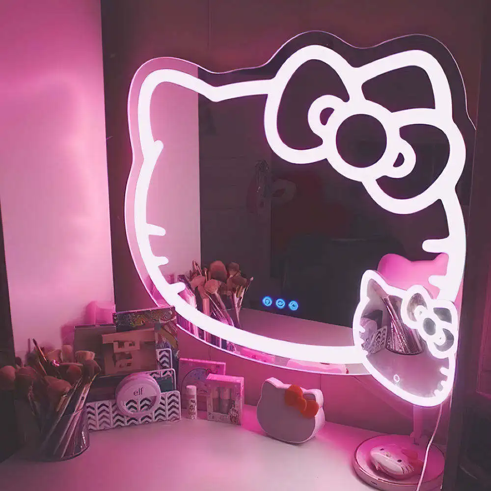 OEM ODM Hot Sale silver smart bathroom Mirror with LED Light touch screen Wall Irregular led mirror multi color.