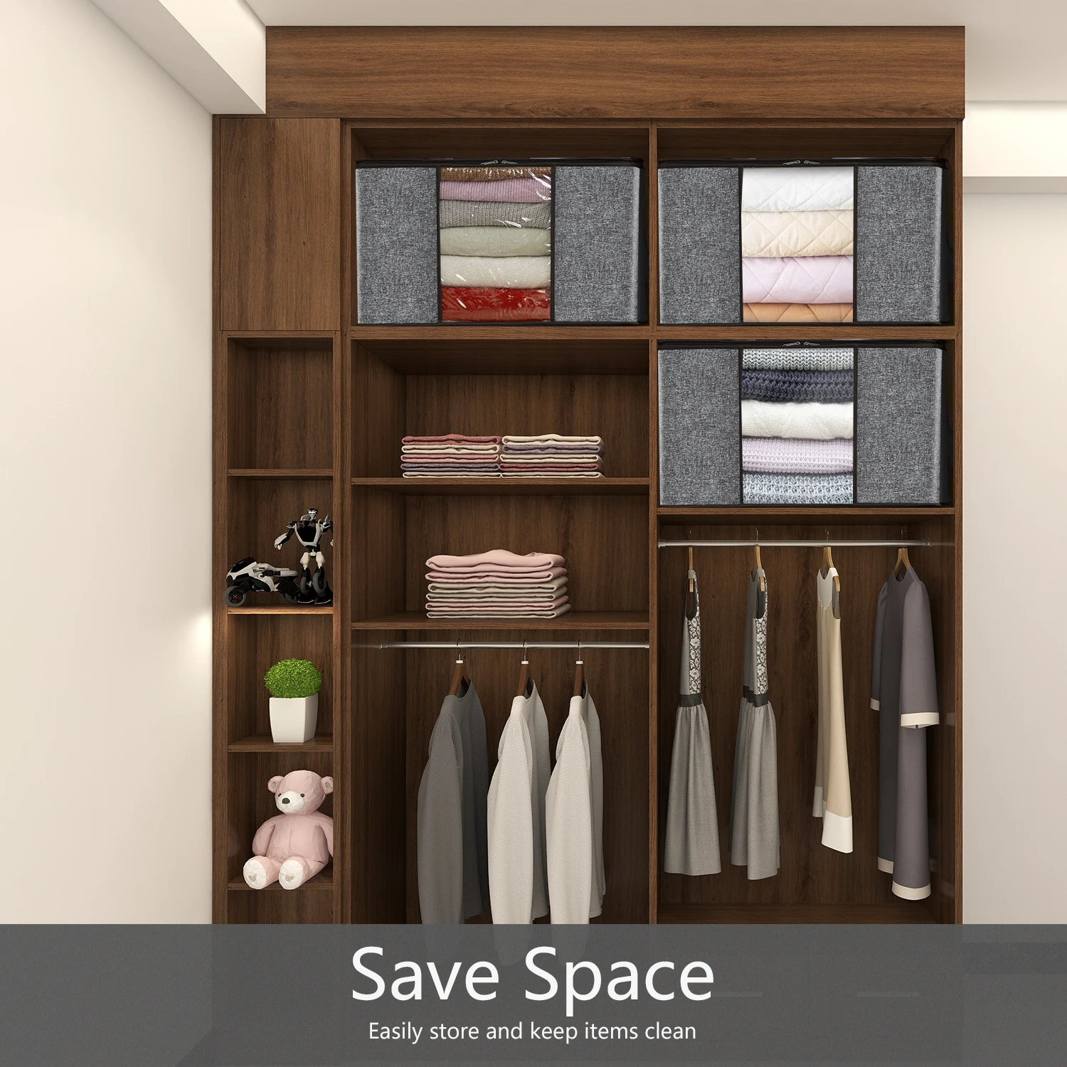 Custom Closet Organizers Under Bed Storage Folding Clothes Blanket Quilt Storage Containers 3 Pack