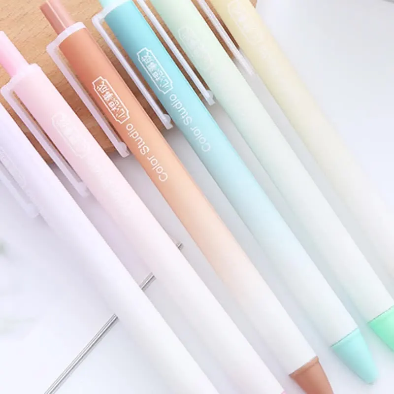 New Arrivals colorful plastic pen customized logo press pen 0.5 promotional gel pen