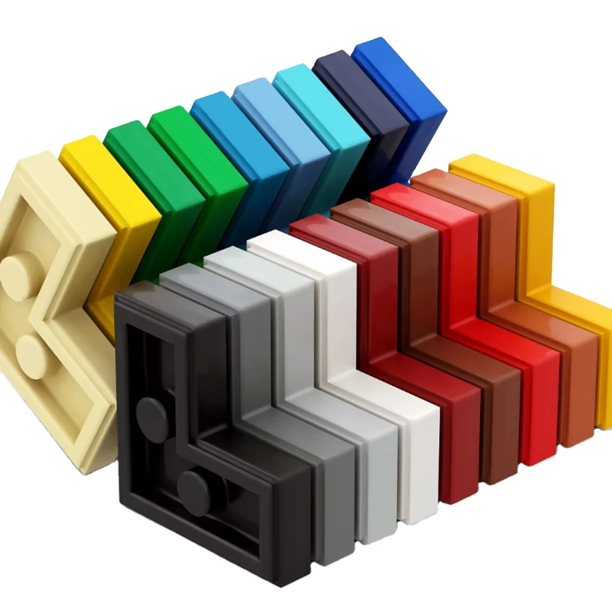 Bebricks 14719 Tile 2x2 Corner Building sets block parts for MOC colorful building brick toys with DIY groove in studs