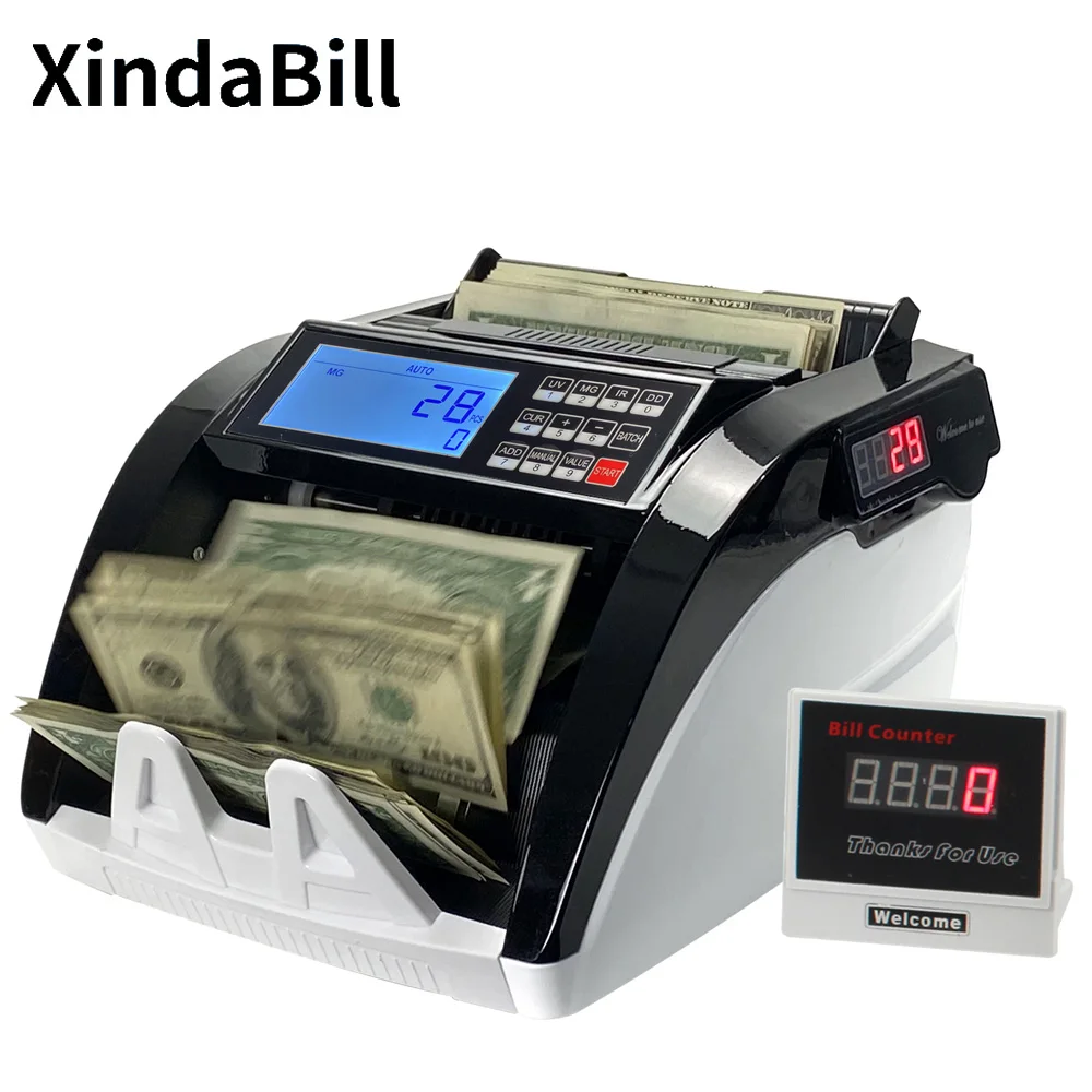 Money Counter Multi-Currency Note Bill Cash Counting Machine Detector UV MG IR Detecting with LCD Display XD-6800