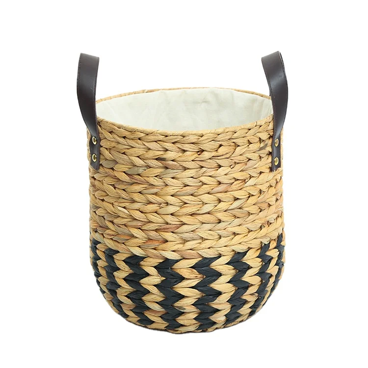 wholesale dirty cloth water hyacinth seagrass laundry baskets with handle