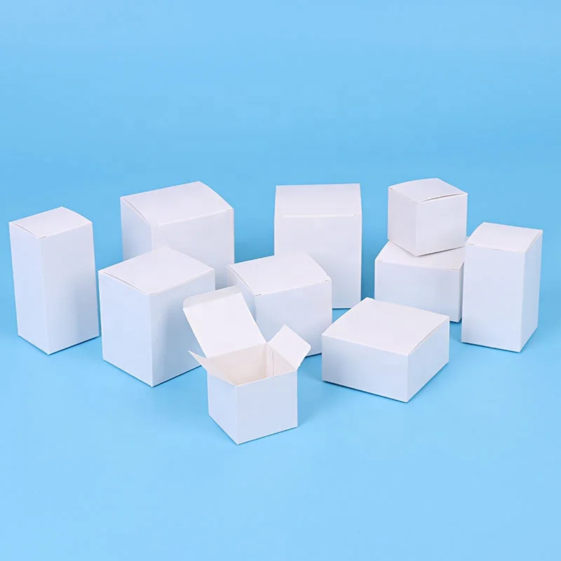 Custom logo print gift packaging box 350 gsm blank white kraft paper foldable packaging boxes