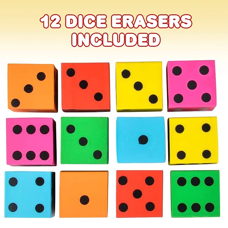 free sample high quality colored square dice eraser for school students best pencil eraser rubber toys
