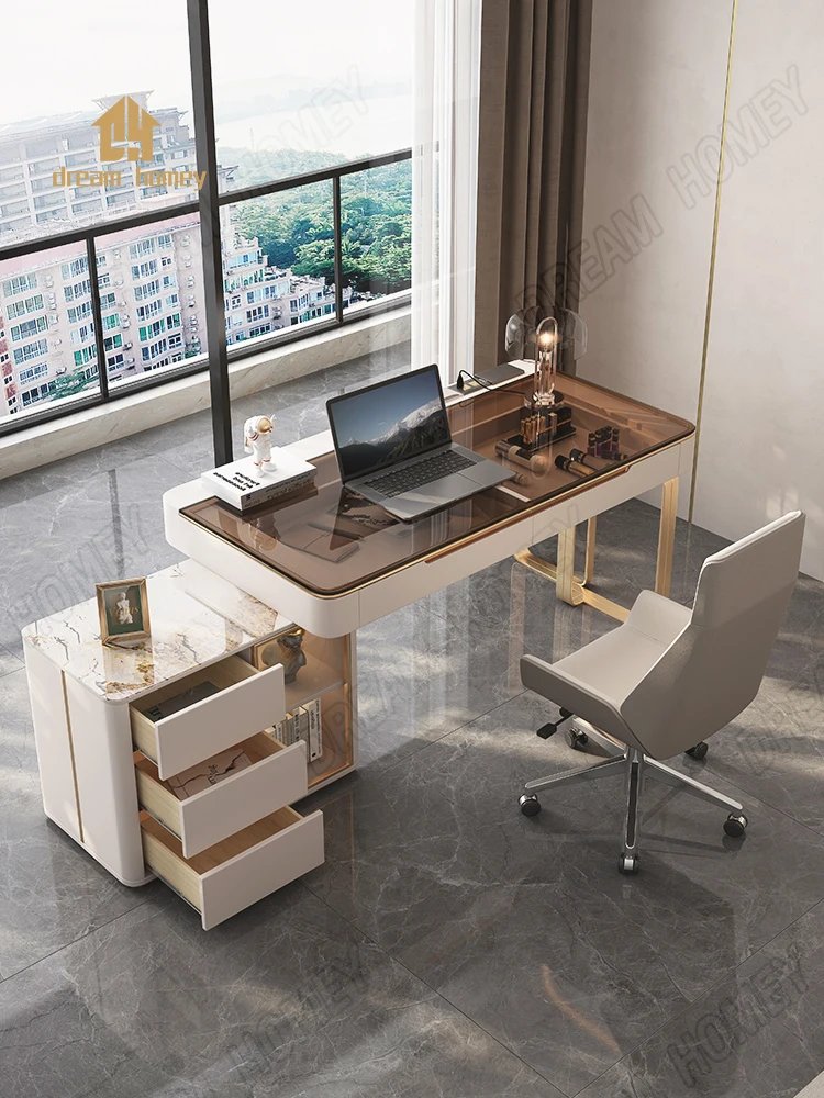 Italian light luxury SLATE office desk