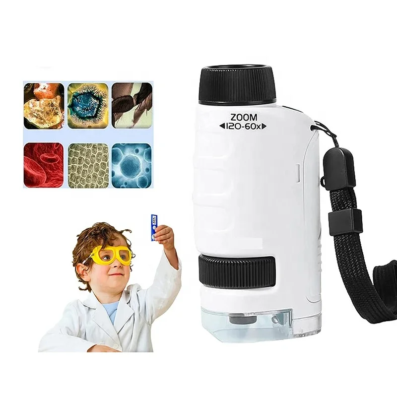 Детский научный эксперимент карманный микроскоп набор игрушек 60-120x обучающий мини-ручной со светом детские игрушки стеблем подарок