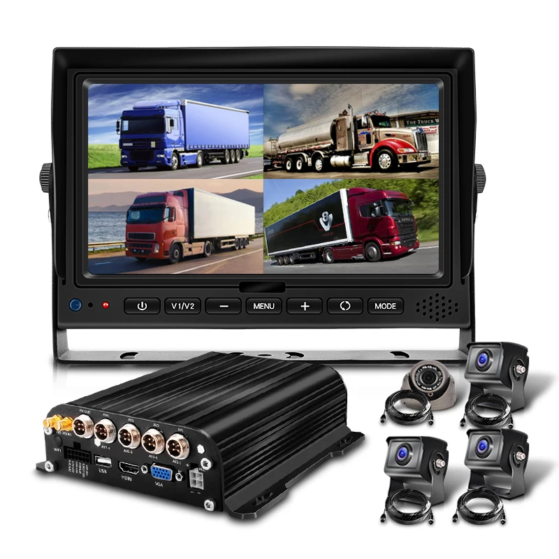 Vehicle Security 4 Channel Video Recording 1080P School Bus Vans Mobile DVR H.265 H.264 4G MDVR Camera Kit