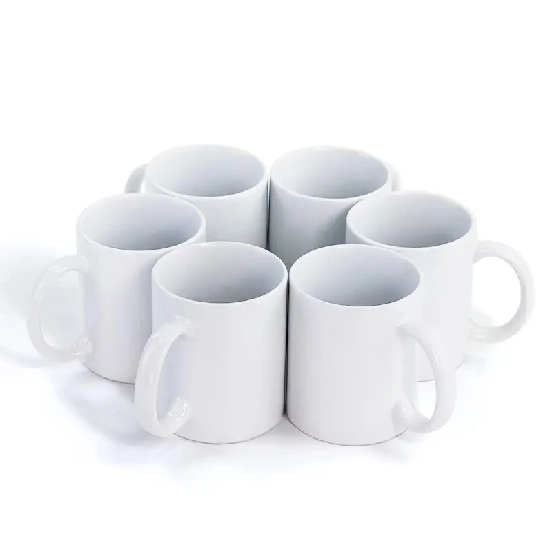 Wholesale 11oz white promotion porcelain cup simple mug custom personalised sublimation print logo round ceramic coffee cup