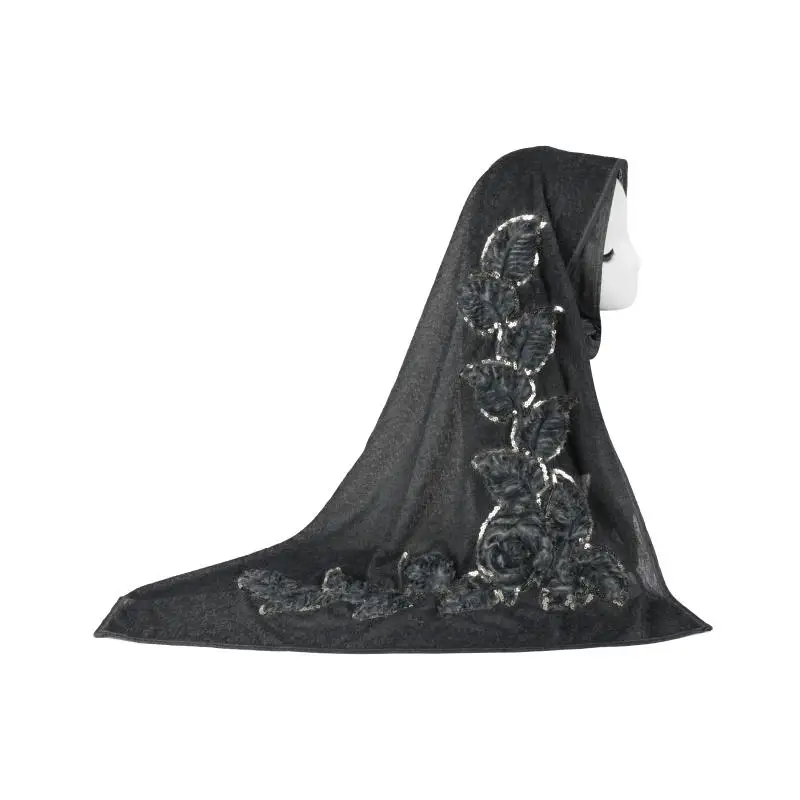 Wholesale cotton scarf with clock design polyester hijab with embroider fashion cotton shawls for women