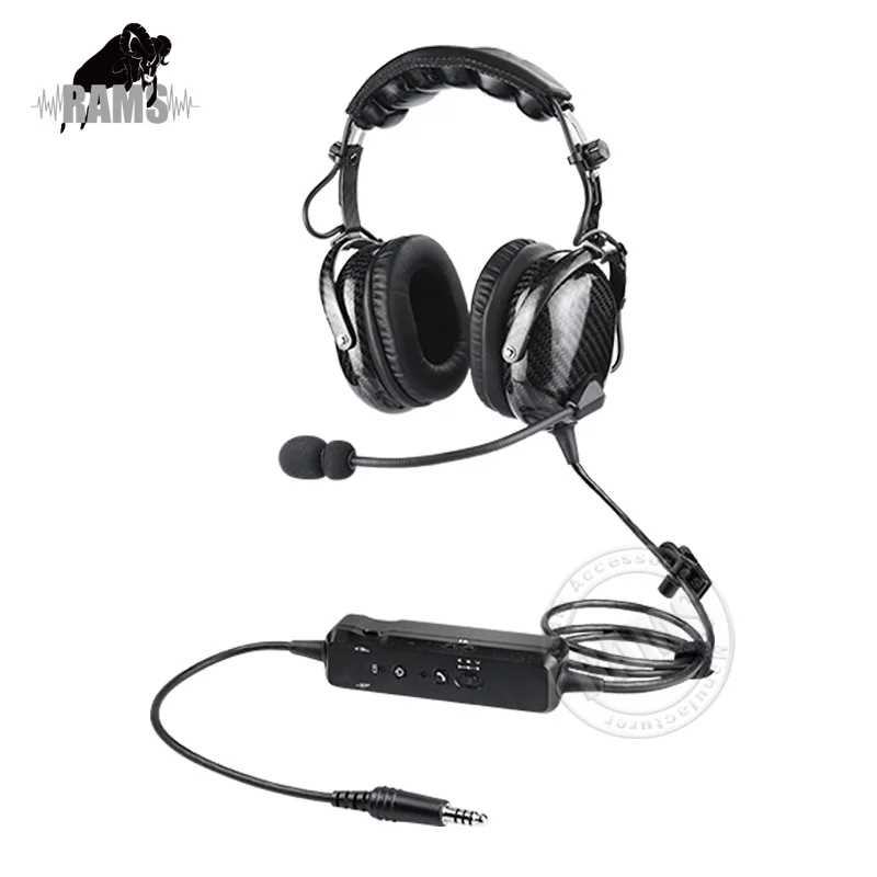 Ultra-lightweight Carbon Fiber ANR Aviation Headset OEM pilot headset for flight school training center