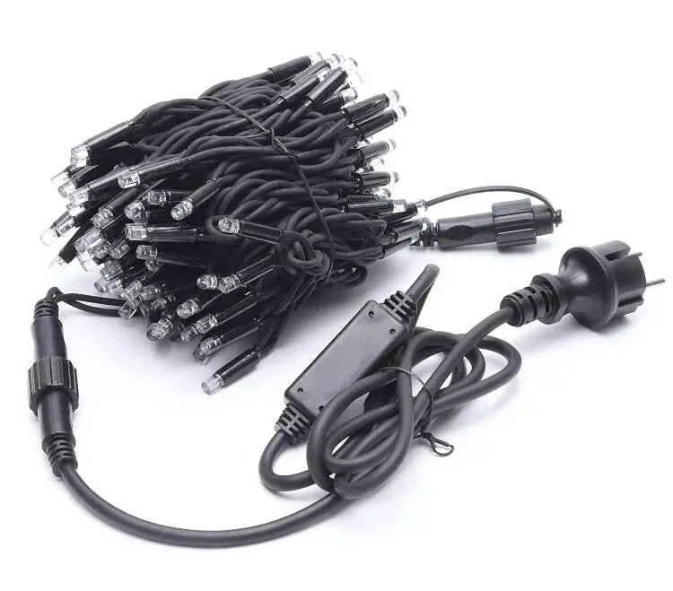 IP65 Outdoor waterproof High Quality EU OEM Christmas 220V 10M 100leds tree wrapping project rubber cable LED string lights