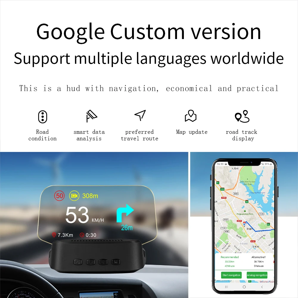 Лидер продаж Автомобильный дисплей T2 навигационная версия зеркало HUD hud с многофункциональным дисплеем
