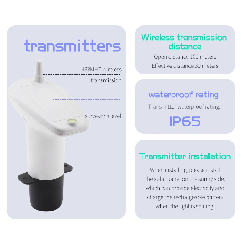 Tank Level Meter Water Reservoir Ultrasonic Wireless Liquid
