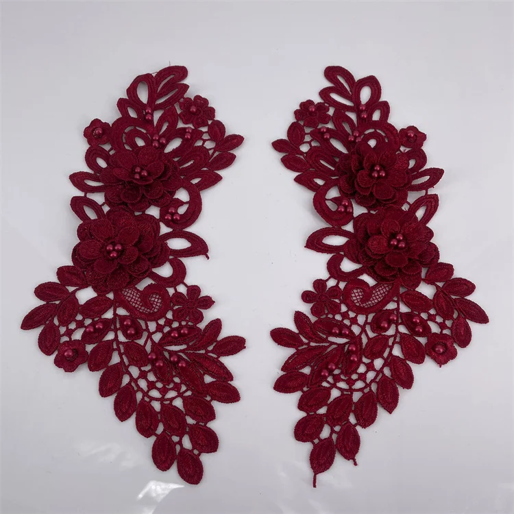 Good Quality Guipure Embroidered Flower Beaded Lace Applique