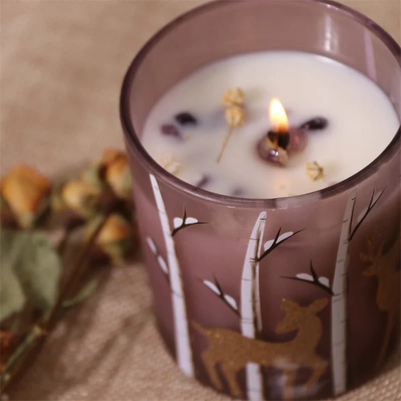 Healing Herbal Crystal Candle Calming Energy Relaxation Scents Soy Wax Candles