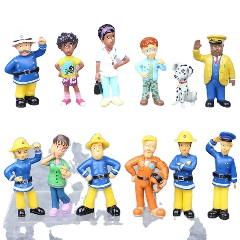2023 12 small lifeguard Fireman Sam firefighter Sam  Action Figure doll Steele Penny handmade ornaments