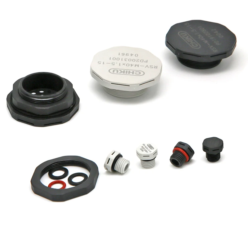 RSV-M40*1.5 IP68 Protective Electrical Connection Screw In Nylon PA66 Black Air Vents  Breathable Battery Vent Plug