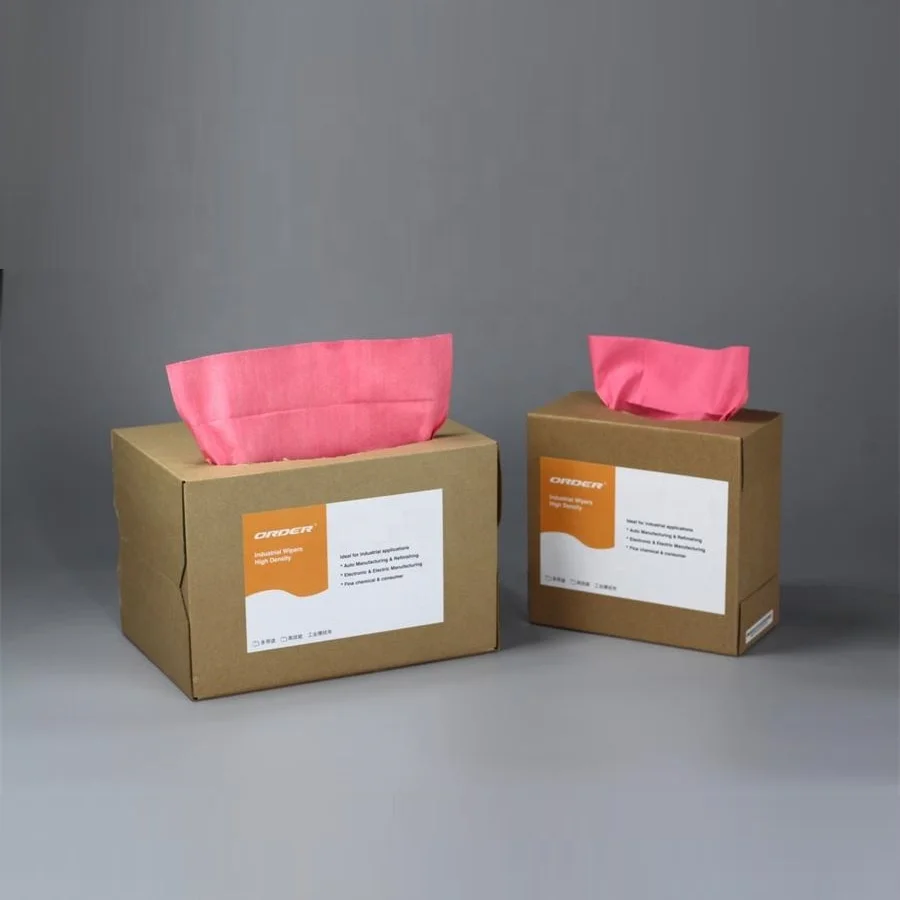 2024 ORDER X-80R cellulose pp red Spunlace Nonwoven Industrial High Quality Multi-Purpose Shop Towels clean wipes