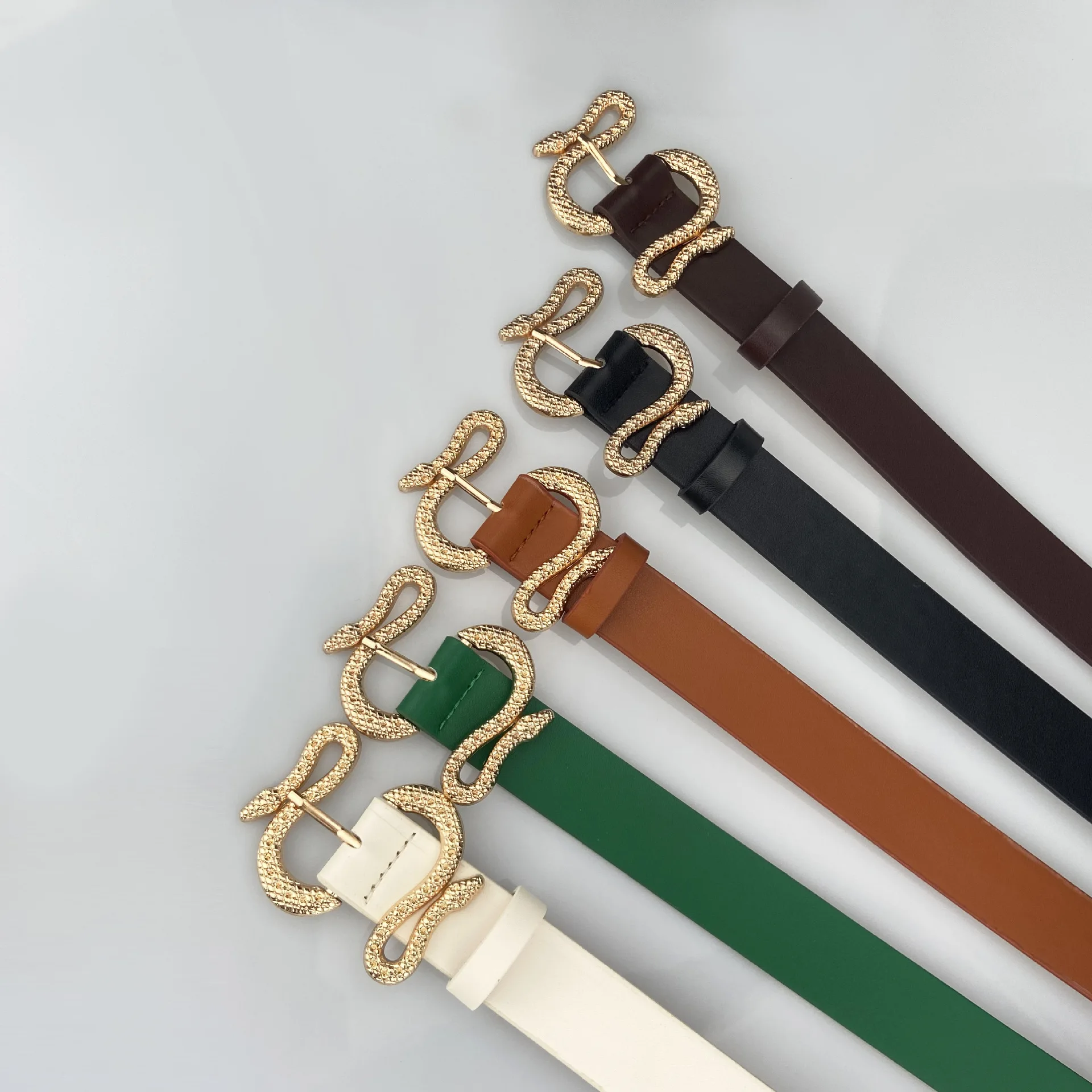 Fashion 5 Colors PU Leather Snake Buckle 2.8CM Belt Jeans Women