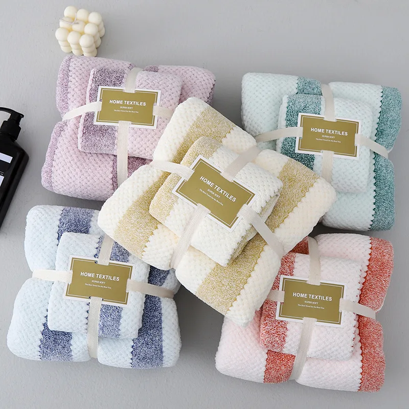 Soft Absorbent Towel Adult Dry Hair Coral Fleece Bath Towel Creative Gifts Combination Towel Set