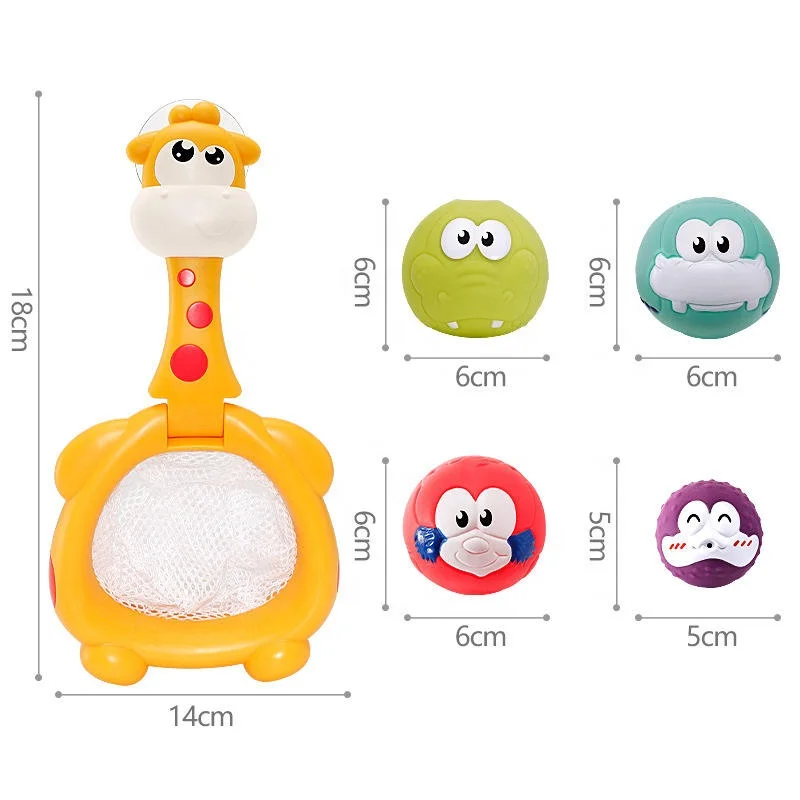 New Baby giraffe fishing and playing in water toy spray water basket toy baby bath and bath toy