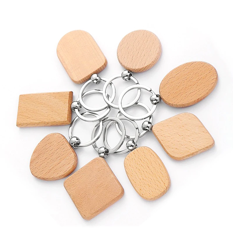 Wholesale Blank Wooden Key Chain keychain ring Promotion Rectangle Carving Key Chain Wooden