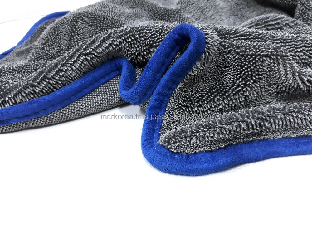 KOREAN PREMIUM TWIST MICROFIBER CAR DRYING TOWEL 550GSM 73x90cm Extra Large Quick Absorption High Pile Soft Suede Edge