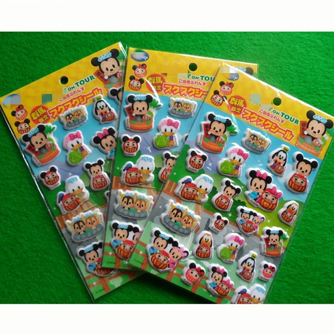 Custom mickey mouse EVA stickers sheet for kids OEM cute design cartoon 3d puffy phone sticker