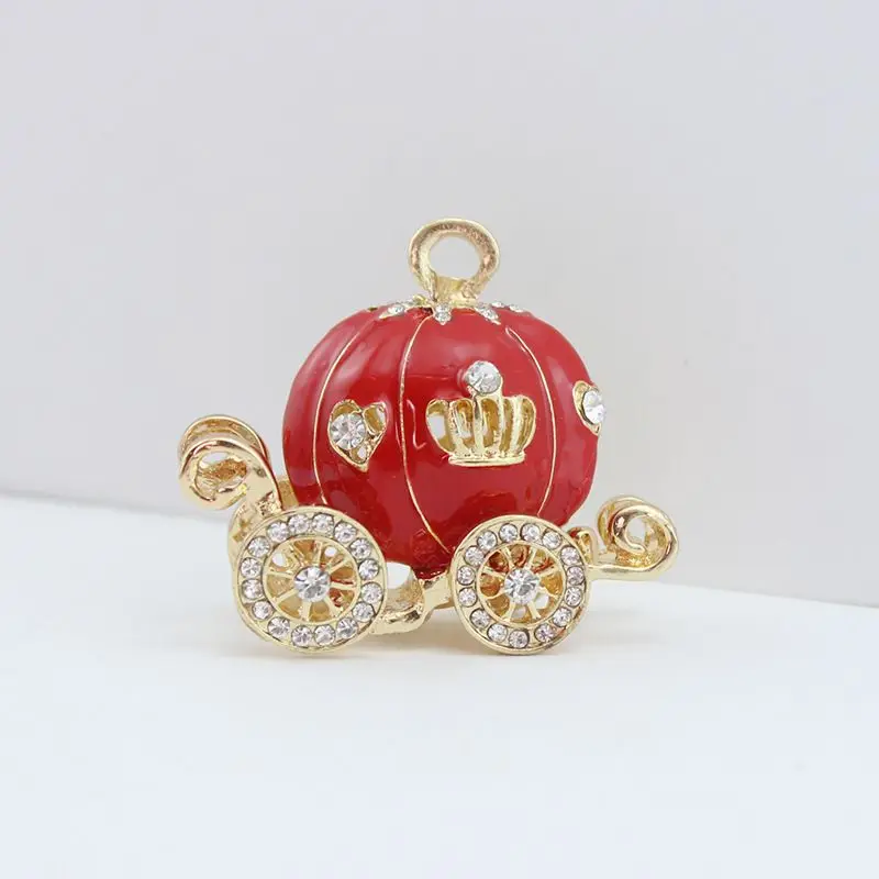 Wholesale 45mm 3D Blue Cinderella Pumpkin Carriage Crystal rhinestone Necklace Pendant Charms