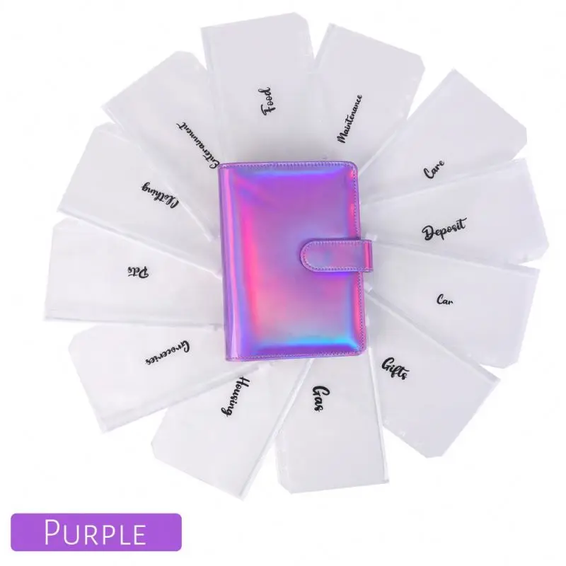 17 Existing Colors! 6 Rings Mini Pocket Money Saving Planner A6 Black Budget Binder with Cash Envelopes