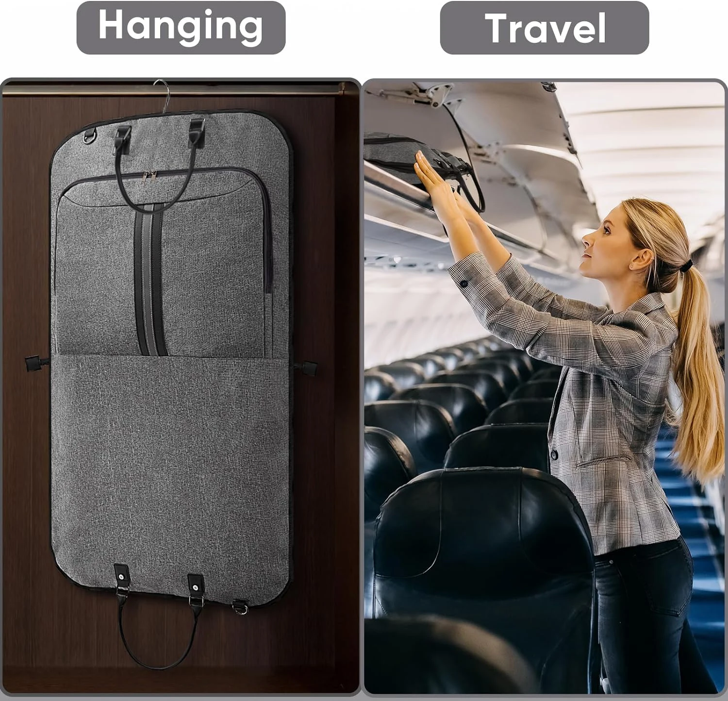 Foldable  Suit Bag Carry on Garment Bag for Hanging Clothes and Travel