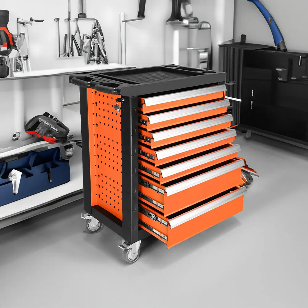 Heavy Duty Professional Movable Tool Trolley Chest Workshop Garage Storage 7 Drawer Tool Box Roller Cabinet for Garage