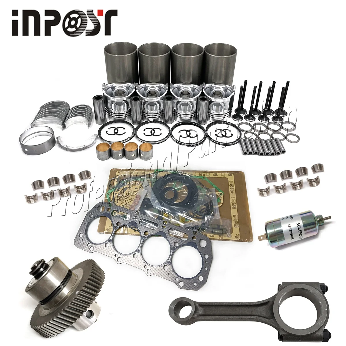 New Overhaul rebuild kit For Shibaura N844 N844T N844L N844LT with Fuel Shutoff Solenoid Oil Pump connecting rod bearings +0.25