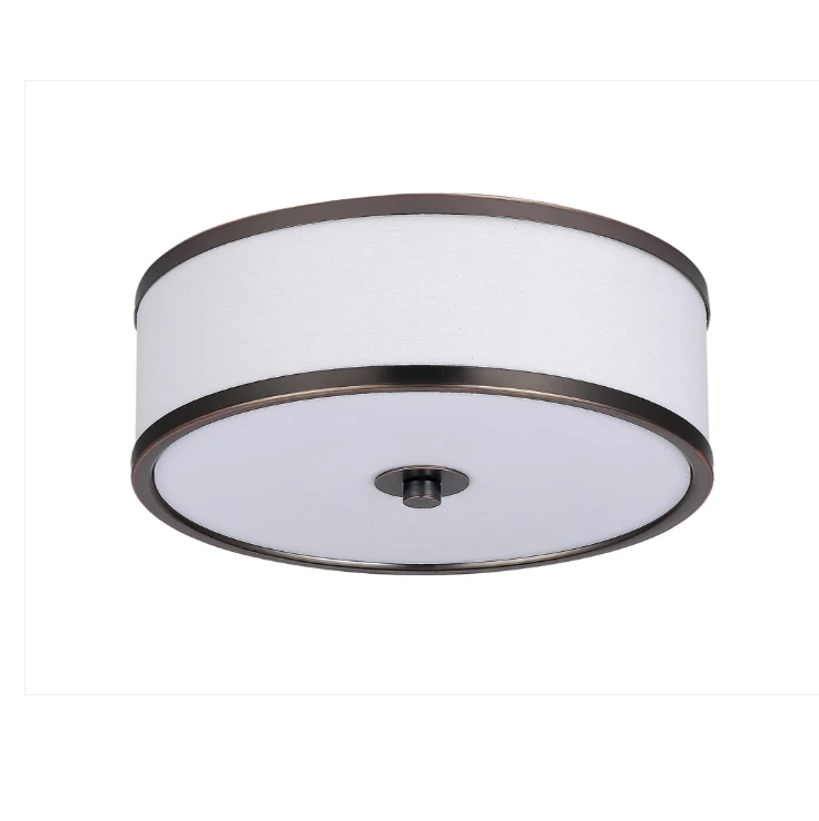Luxury matt black iron frame ceiling pendant light with linen white color for hotel