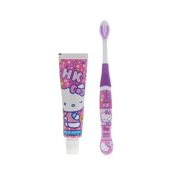 Hot Selling Cartoon Kitty Kids Toothbrush with Toothpaste Travel Toothbrush