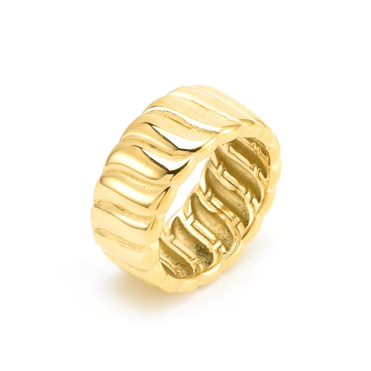 Custom Wholesale Latest Design Women Gold Plated Stainless Steel Cheapest Jewelry Supplies Trending Finger Ring