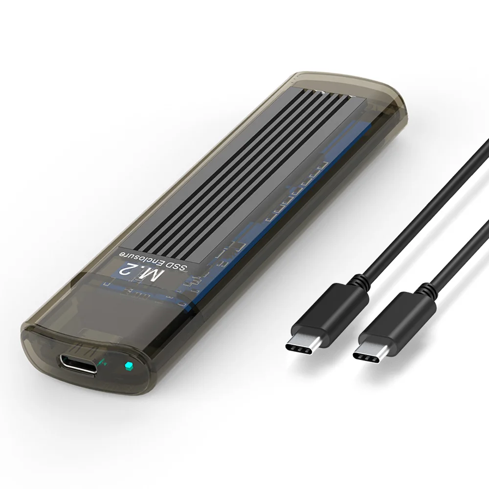 OEM Portable Transparent USB3.1 NVMe M.2 SSD Enclosure Hard Drive Box Type C M.2 M SSD Reader