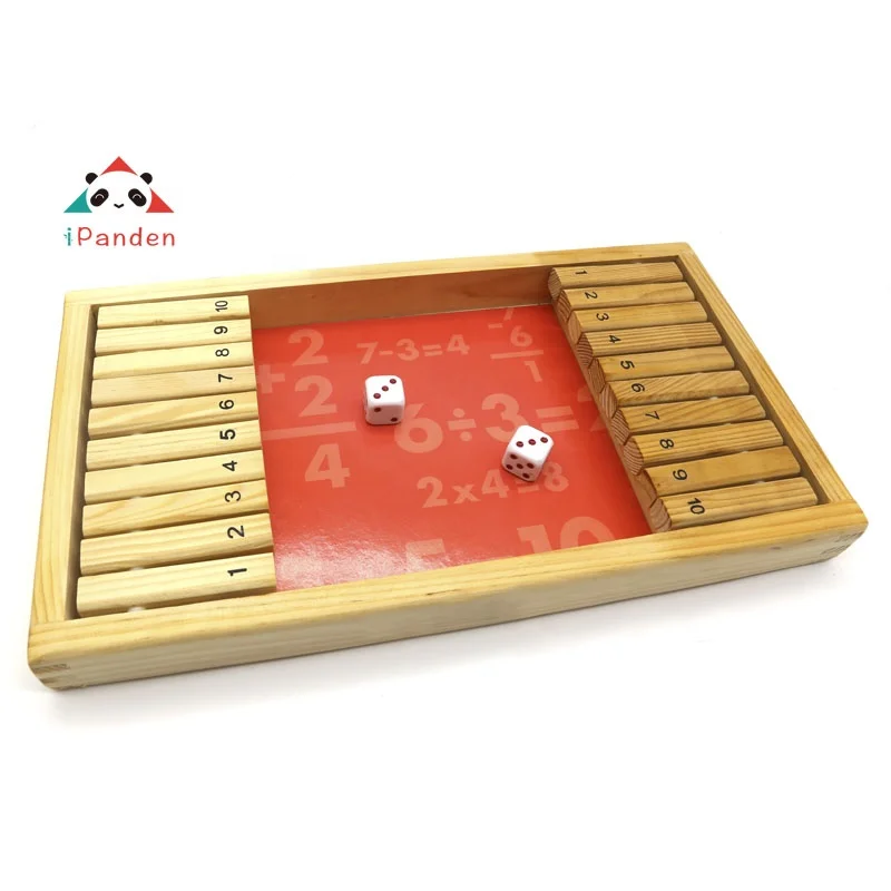 wooden Customized promotional gift boxes Table Game shut the box with 10 numbers children indoor games