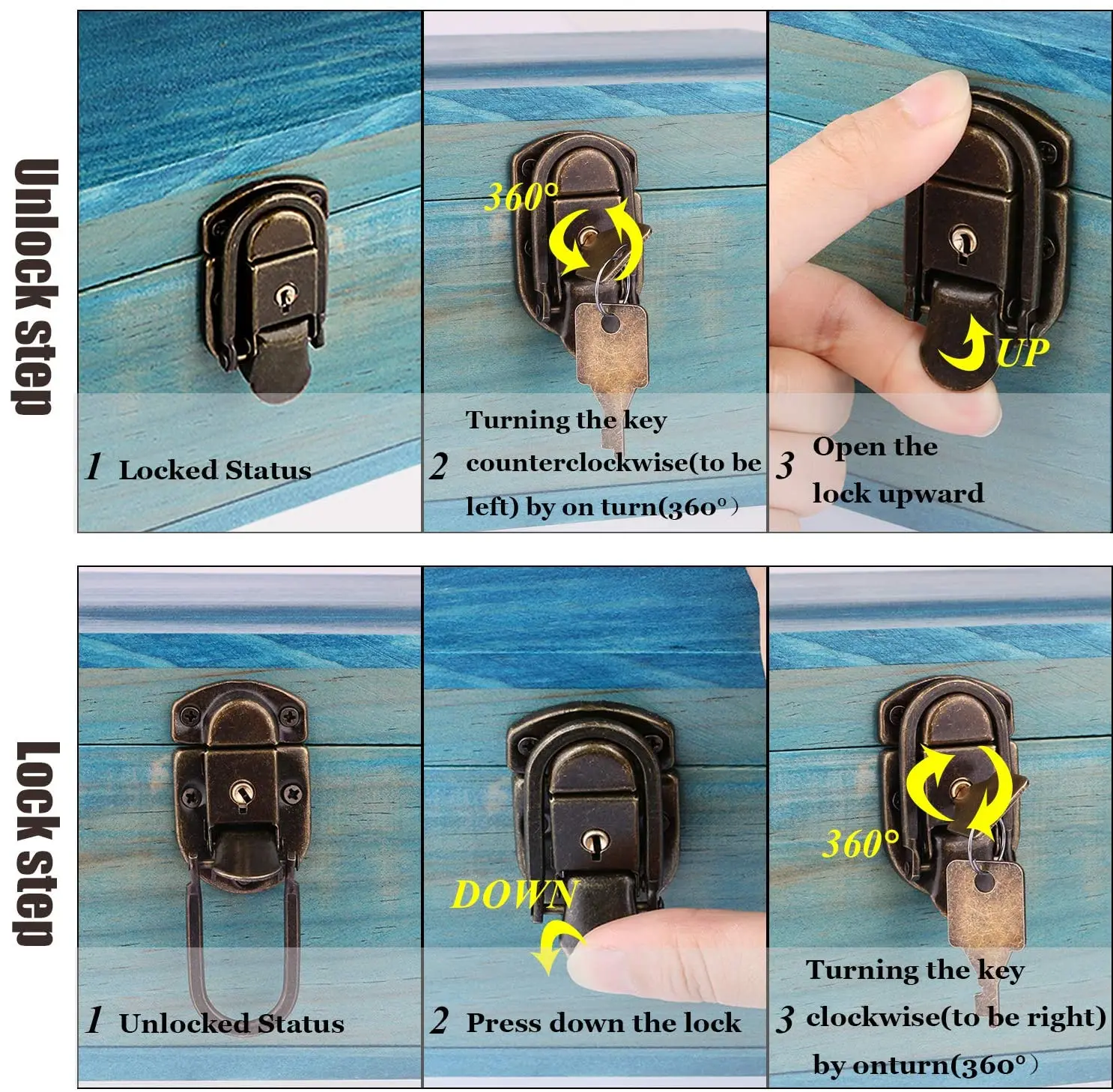 Wooden Keepsake Box Decorative Wooden Vintage Handmade Wood Craft Box with Lock and Key for Jewelry Gift Storage Box