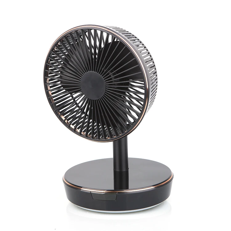 2020 new adjustable table fan with night lights with different brightness rechargeable fan with stand
