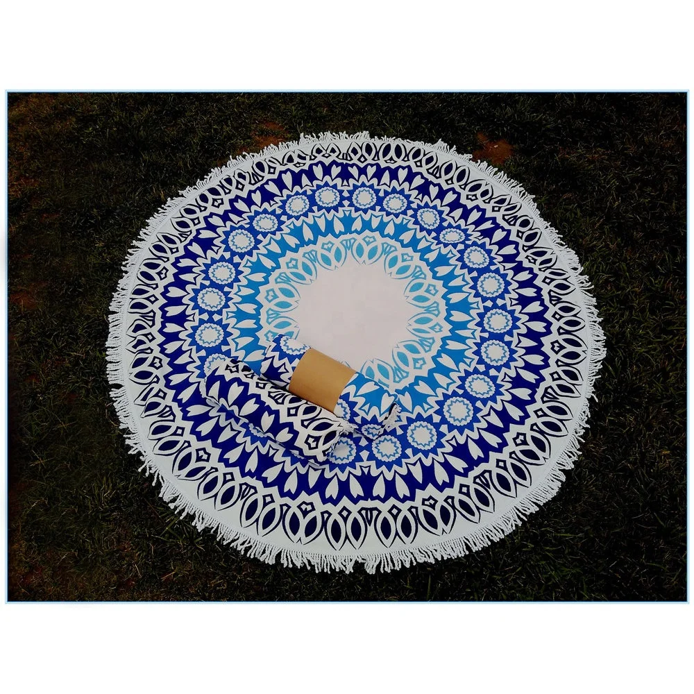 Summer Beach Towel 100% Polyester Custom Printed Beach Towel Personalized Printing Microfiber Round Beach Towel