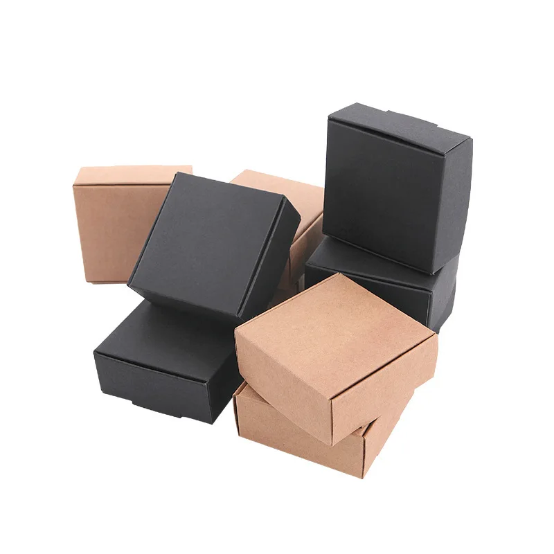 Folded Recycle Small Kraft Paper Soap Box Folding Mini Small Square Skin Care Jar Essential Oil Paper Box