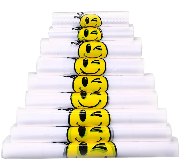 Custom Logo Printed LDPE Plastic T-Shirt Bags Easy Open Side Gusset Shopping Bag with Clear Plastic Offset Printing