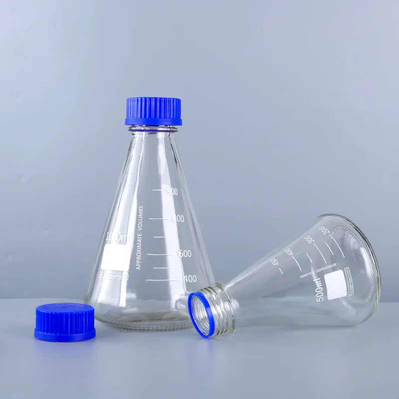 500ml Laboratory Graduated Reagent Bottle 1000ml cone shape Glass Reagent Bottle With Scale