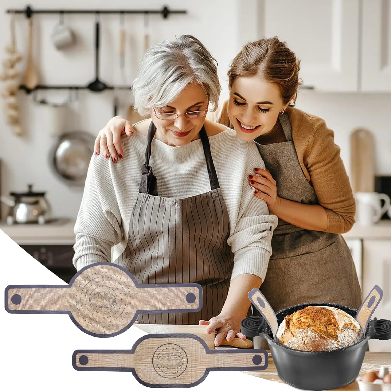 Large Oval and Round Shape Silicone Bread Sling for Dutch Oven Baking Bread Mat Silicone Dutch Oven Liner