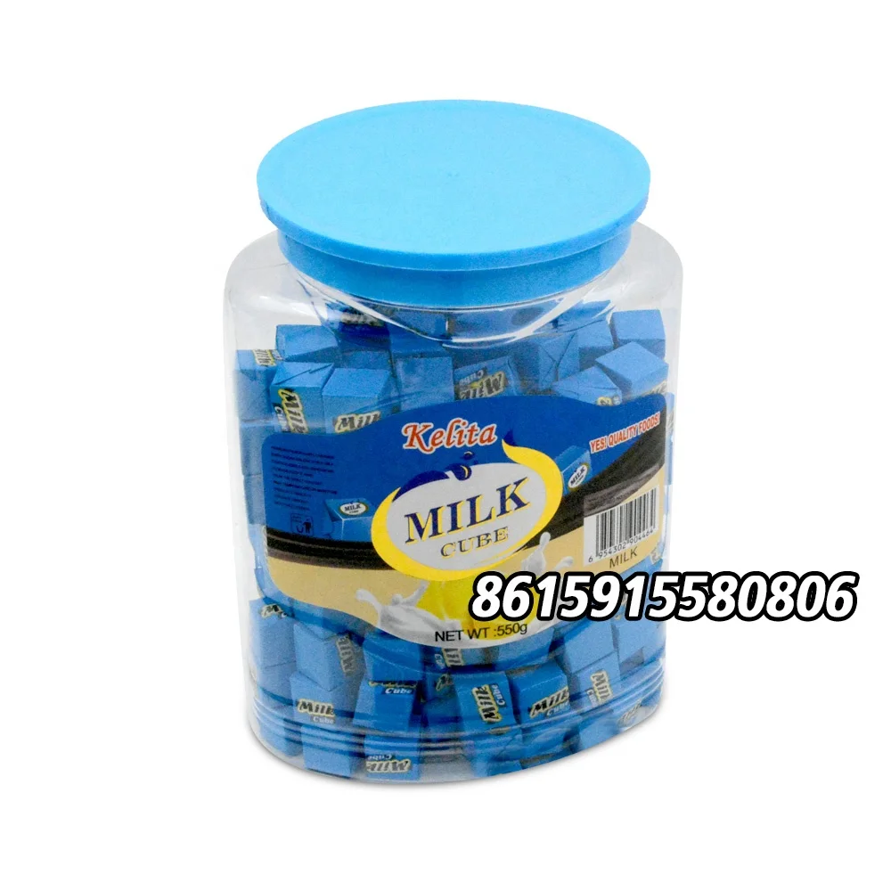 Wholesale sweets confectionery mini square milk cube in jars