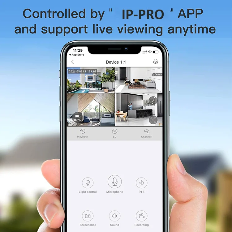 10chs IP-pro 3.0Megapixel Wifi  NVR with 12 inch Monitor  Solar Battery Backup Surveillance WIFI Camera