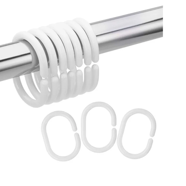 Shower Curtain Rings white Curtain hooks C-Type Rings Hook Hanger Bath Drape Loop Clip Glide for Bathroom