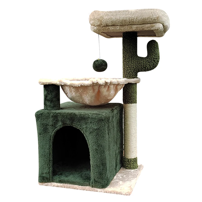 cactus cat tree with best cat scratching pole and cat scratcher toy