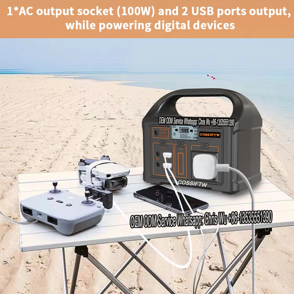 Portable Camping Power Station 100W Battery Fast Charging Backup with 7 Ports